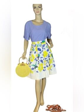RSVP BY TALBOTS WHITE, YELLOW, BLUE & GREEN COTTON FLORAL TWILL SKIRT (12P)